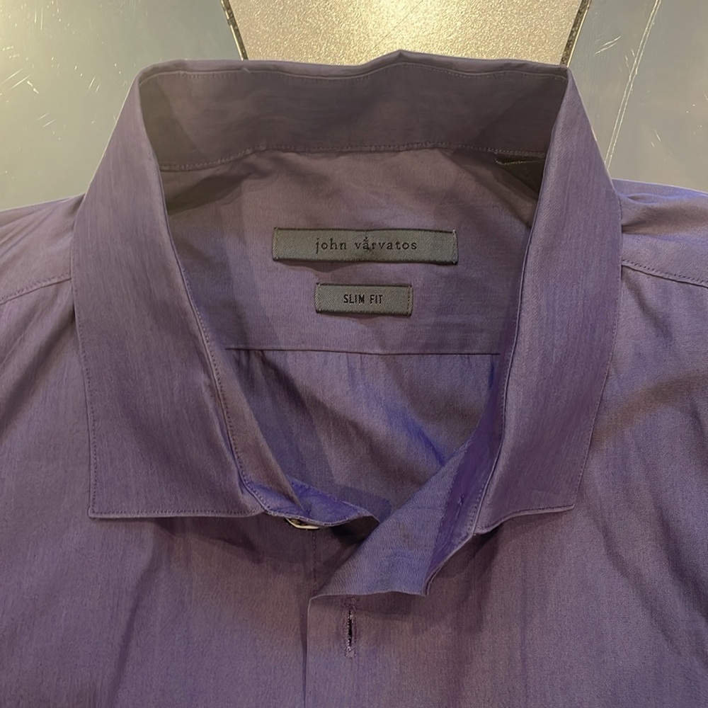 John Varvatos Solid Purple Button Down Long Sleev… - image 2